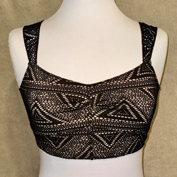 Intimately by Free People Black & Light Beige Crochet-Style Bralette, Small - Picture 2 of 7